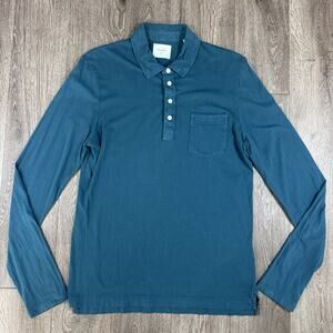 Billy Reid Men’s Long Sleeve Pensacola Polo Teal Organic Cotton Huckberry M
